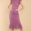 Clothing Red Dress Midi Dresses | Love'S High Hopes Plum Crochet Midi Dress Light Plum