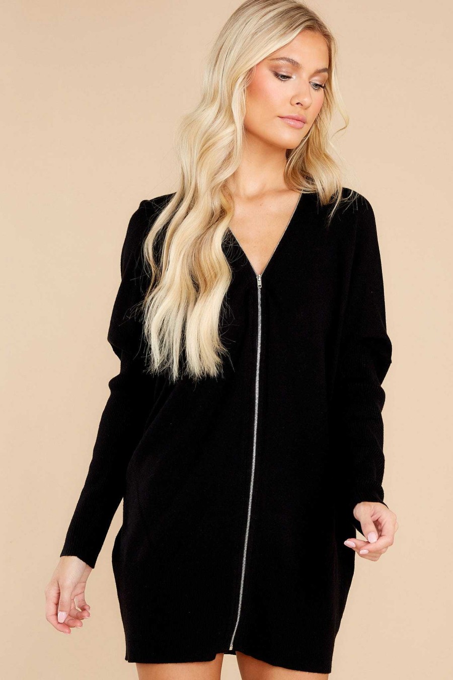 Clothing Red Dress Sweaters | Message At Midnight Tunic Sweater Black