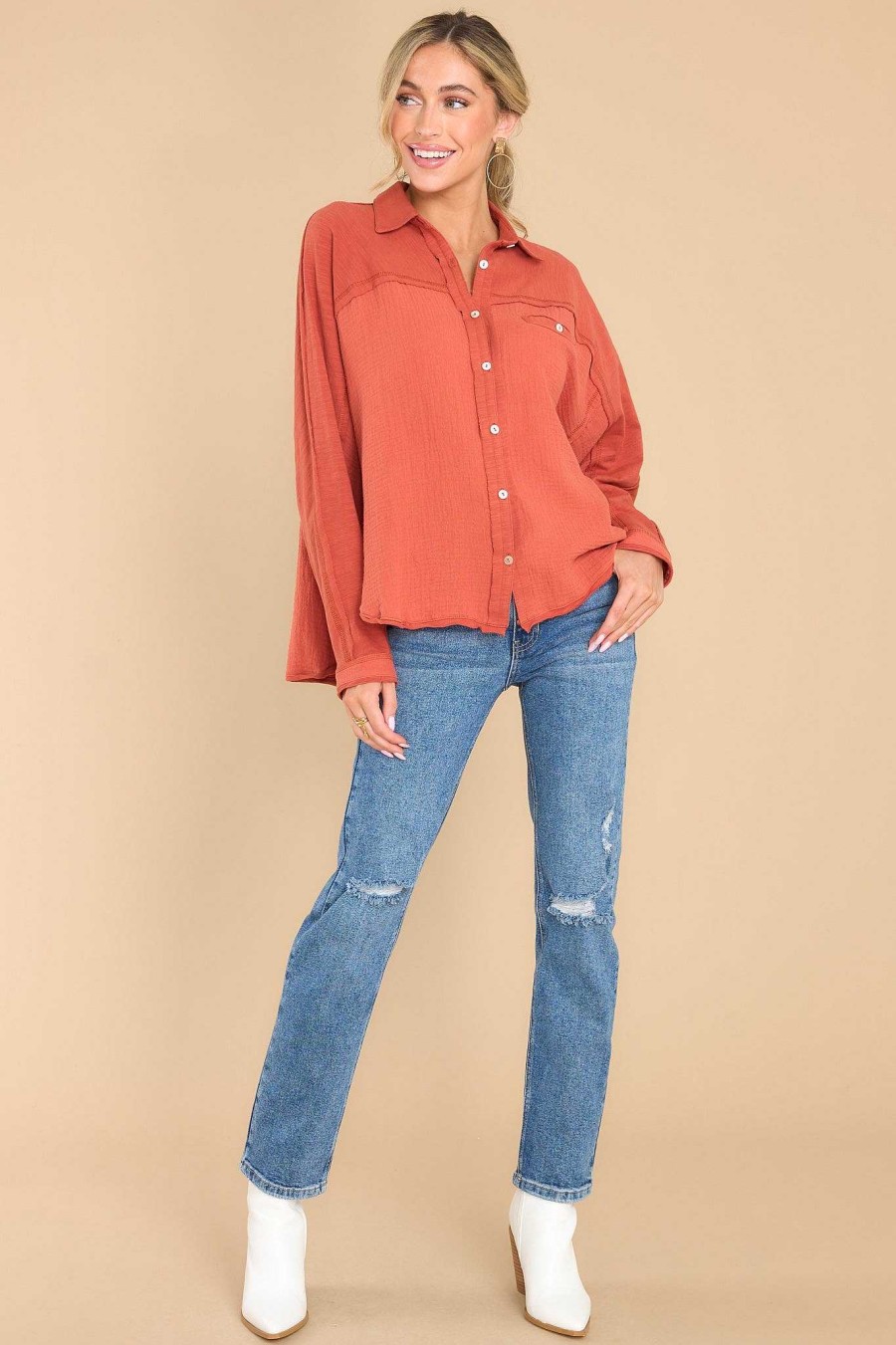 Clothing Red Dress Casual Tops | Carolina Chic Top Ginger