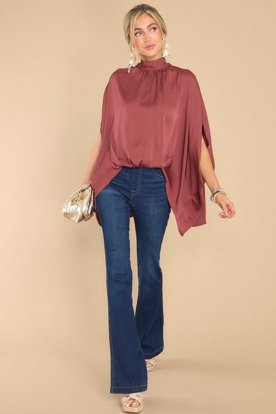 Clothing Red Dress Casual Tops | Kiss And Won'T Tell Top Copper