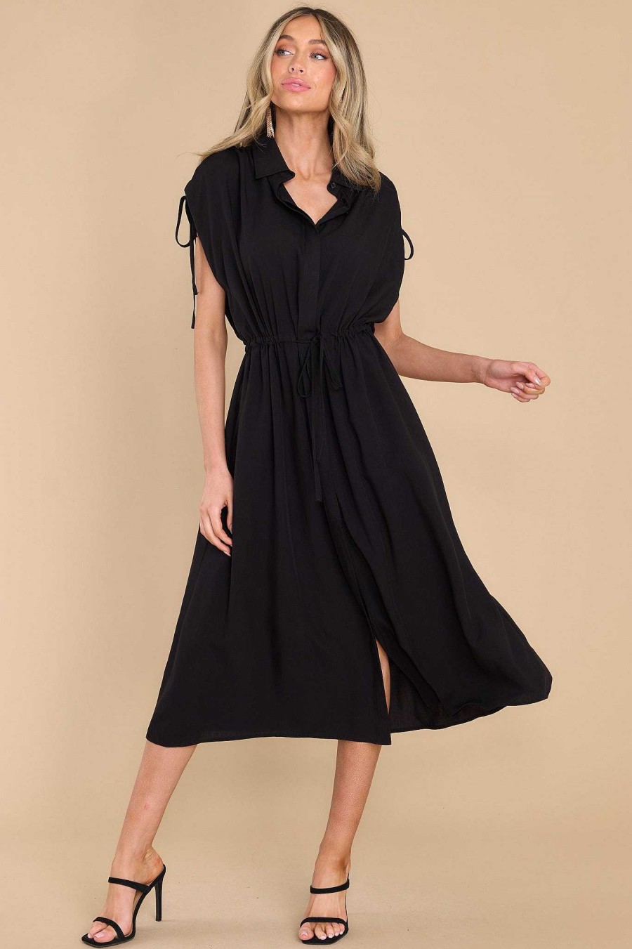Clothing Red Dress Midi Dresses | Count On Cozy Midi Dress Black