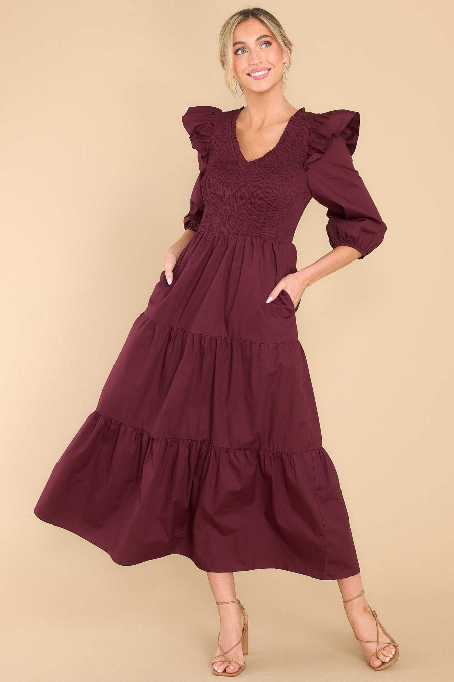 Clothing Red Dress Maxi Dresses | If You Know You Know Maxi Dress Burgundy