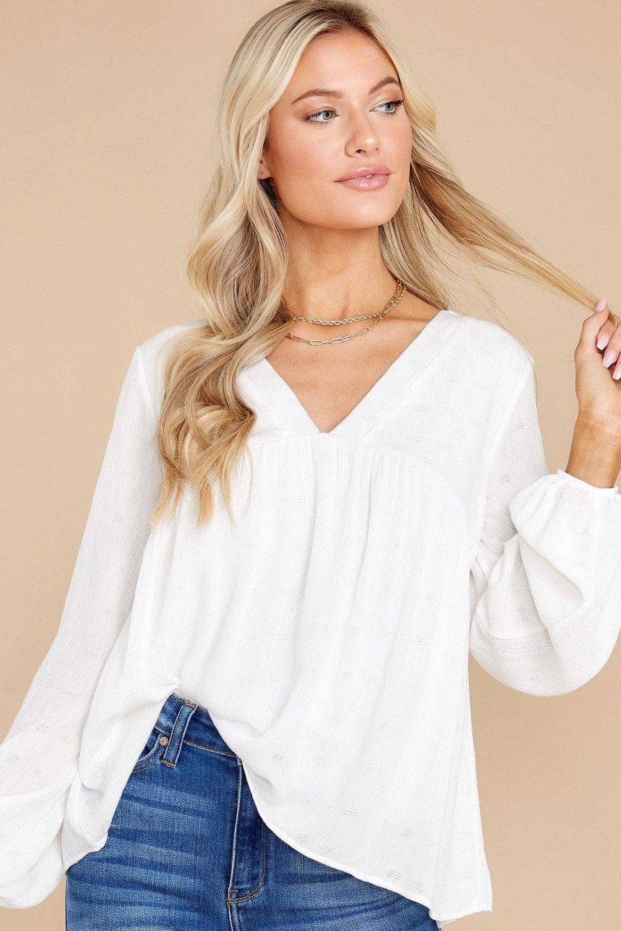 Clothing Red Dress Blouses & Shirts | What A Dream Top White