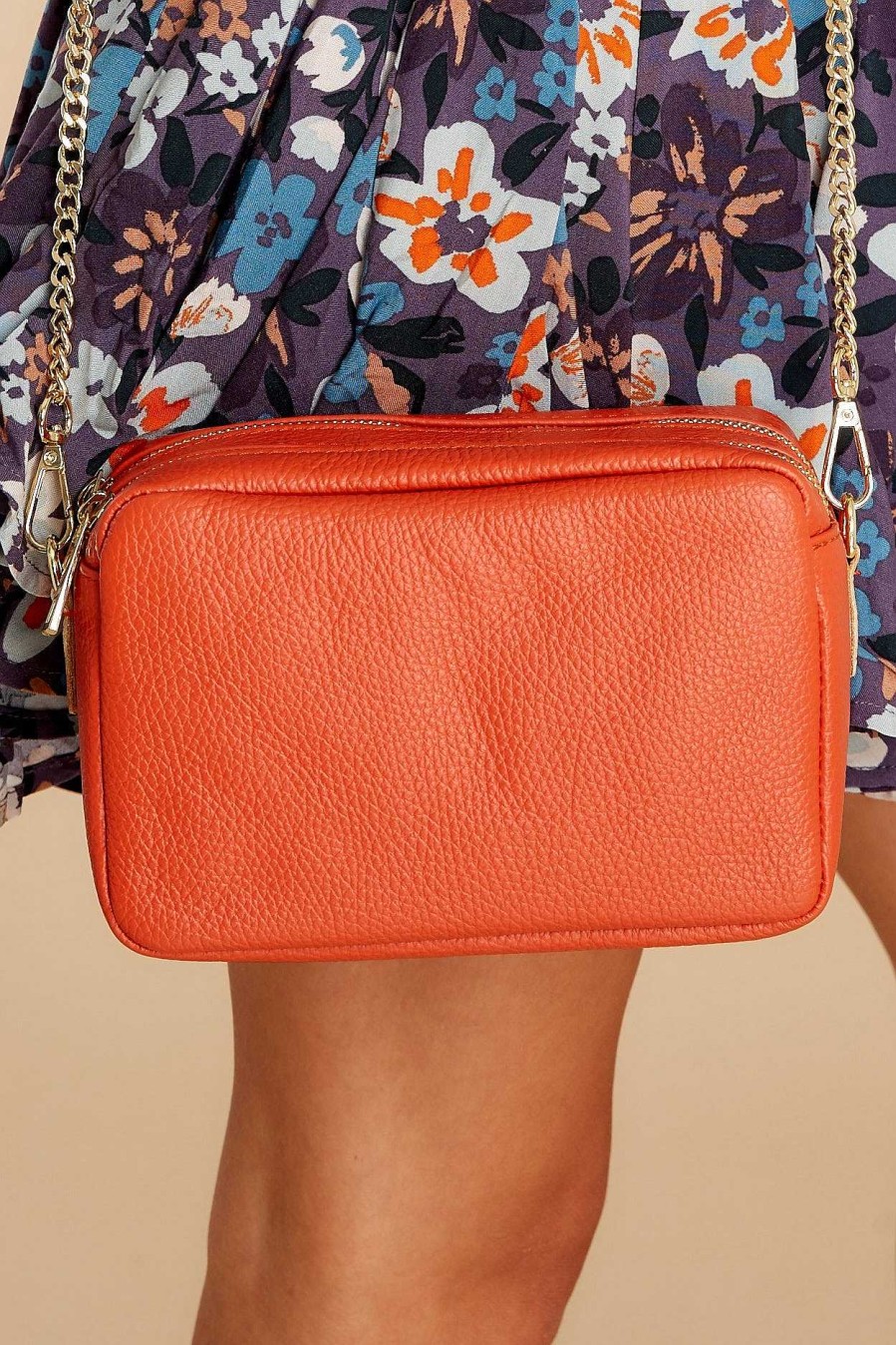 Accessories German Fuentes Crossbody Bags | Too Chic Leather Bag Burnt Orange