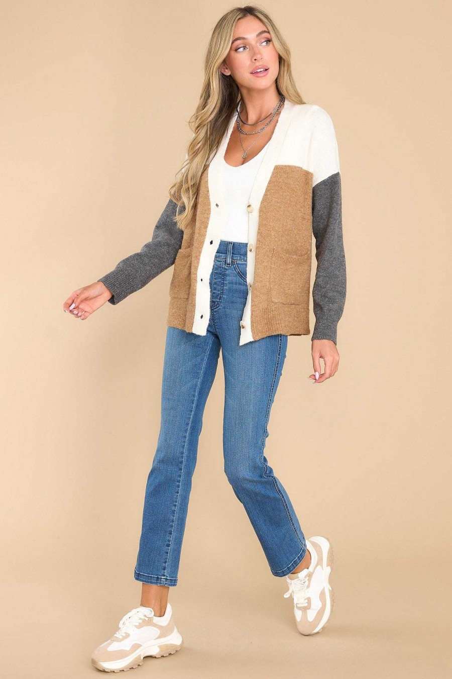 Clothing Red Dress Sweaters | Cozy Coffee Shop Cardigan Multi