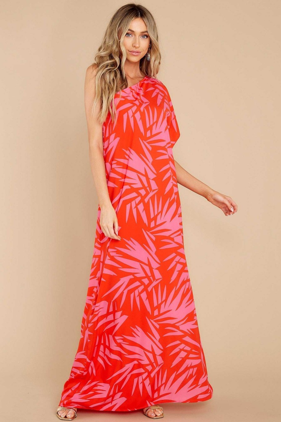 Clothing Red Dress Maxi Dresses | Take The Heat Print Maxi Dress Red