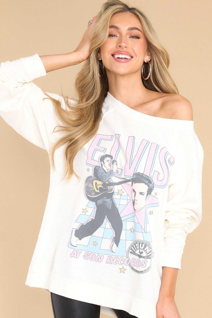 Clothing Recycled Karma Casual Tops | Sun Records X Elvis Presley Memphis Sweatshirt White