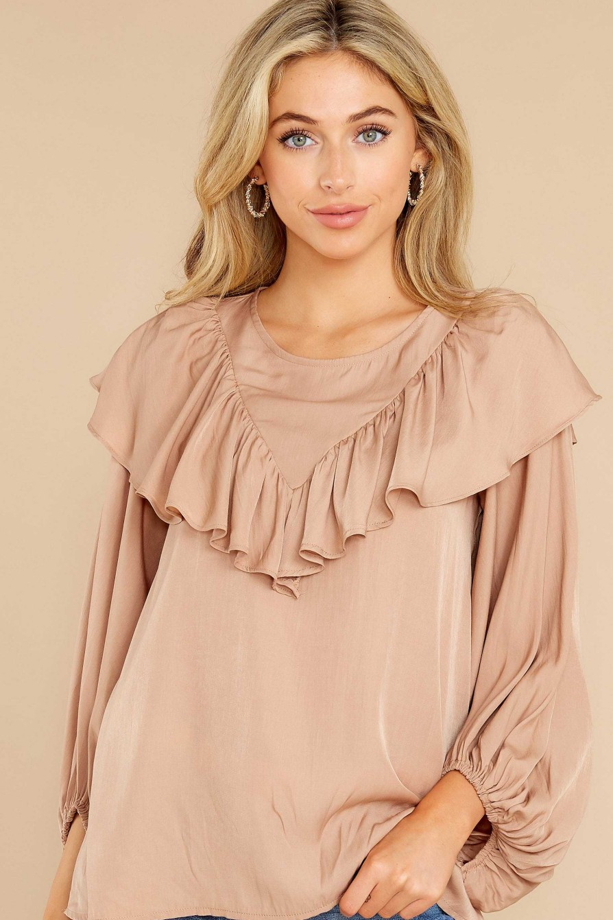 Clothing Red Dress Blouses & Shirts | Losing Time Top Beige
