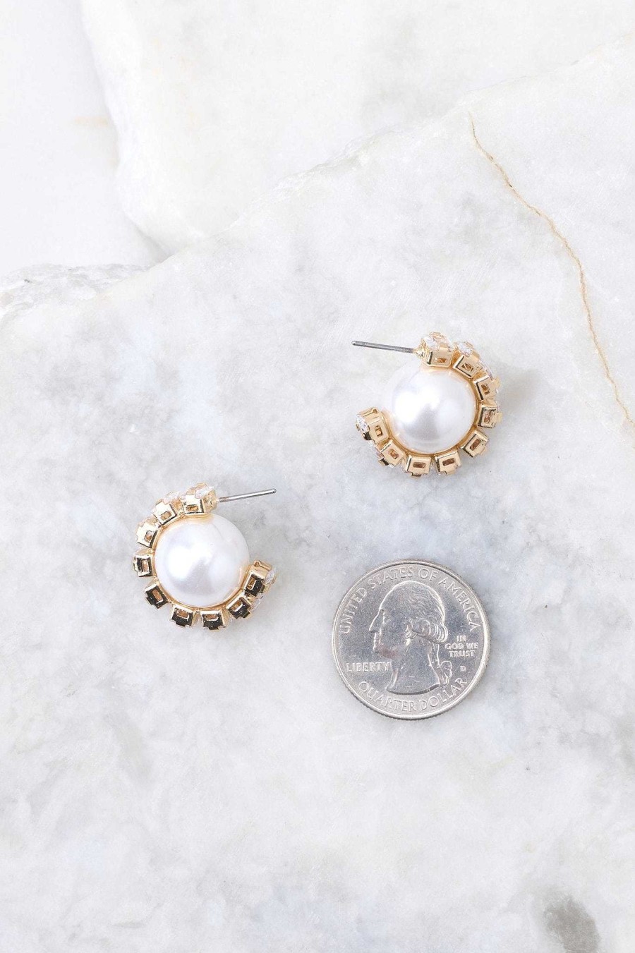 Jewelry Red Dress | Time Goes On Pearl Earrings Gold
