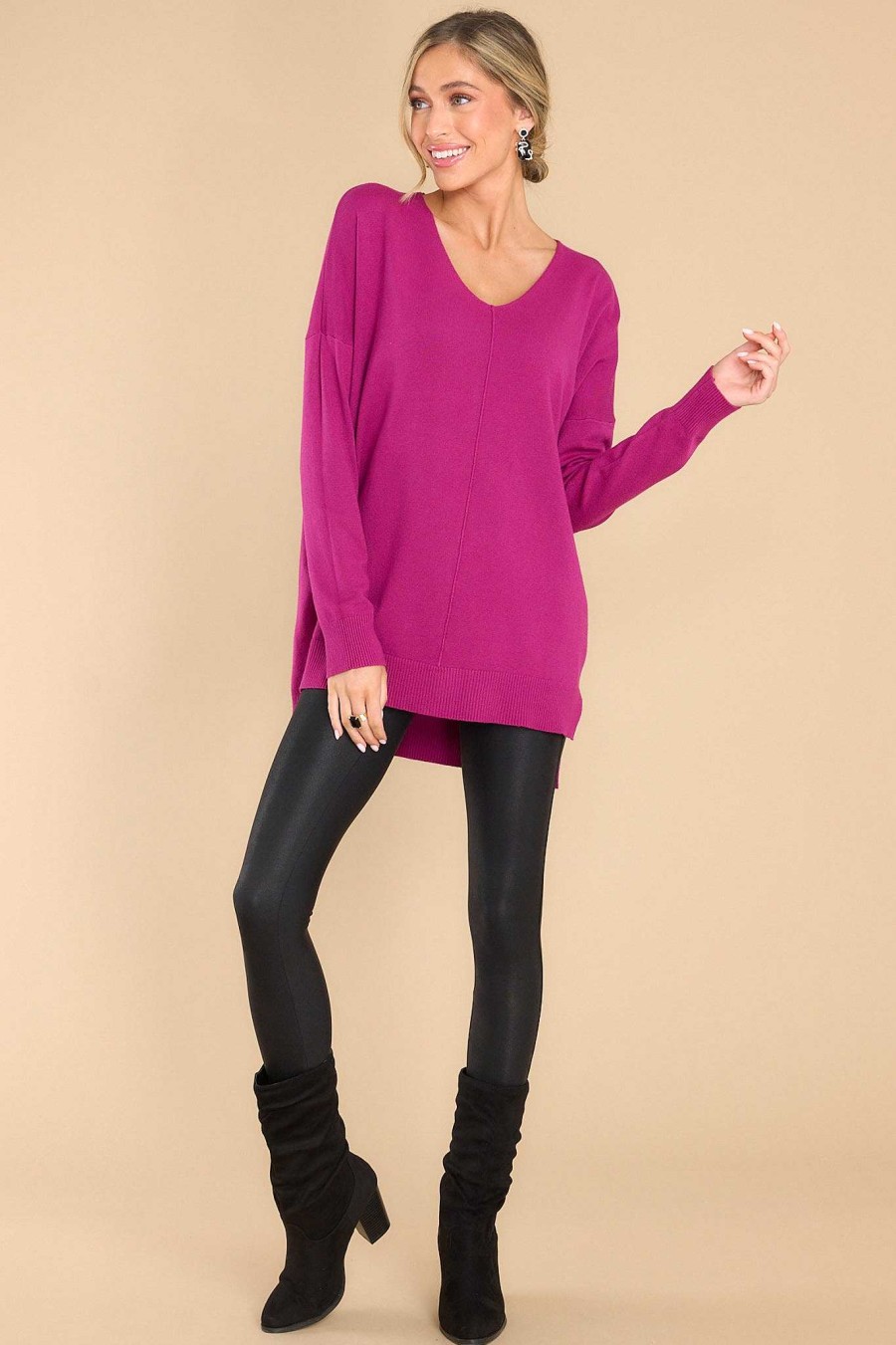 Clothing So Soft Collection Casual Tops | Wind Down Sweater Magenta