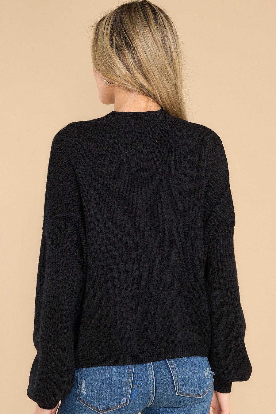Clothing Red Dress Casual Tops | Don'T Think About You Pullover Sweater Black