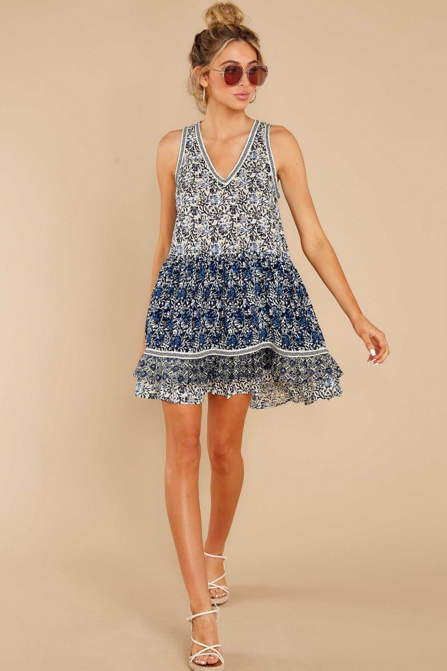 Clothing Red Dress Mini Dresses | Wildest Fantasy Embroidered Dress Blue