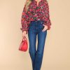 Clothing Red Dress Casual Tops | Let'S Make Plans Floral Print Top Hunter Green