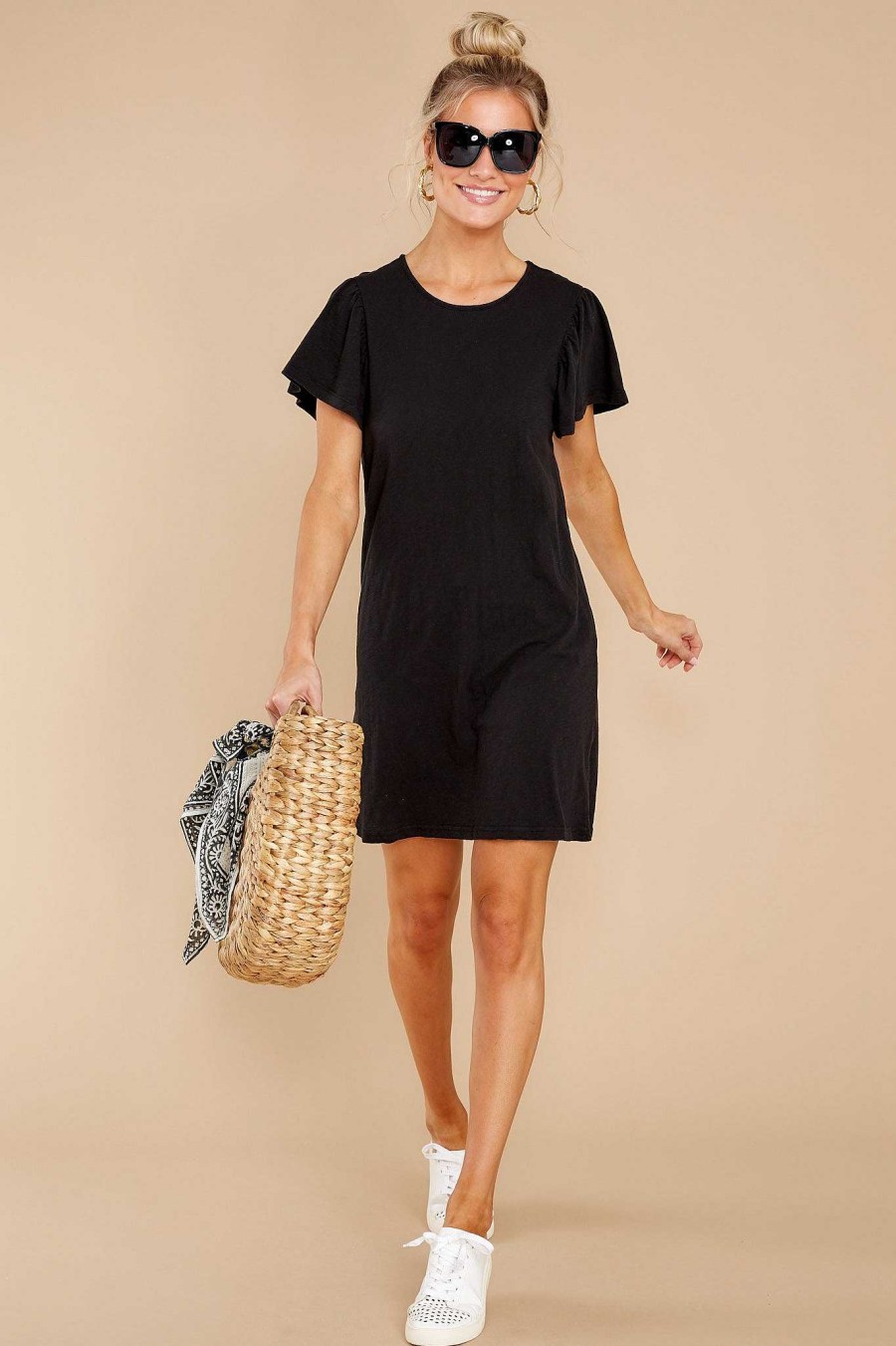 Clothing Z Supply Mini Dresses | Sofia Cotton Slub Dress Black