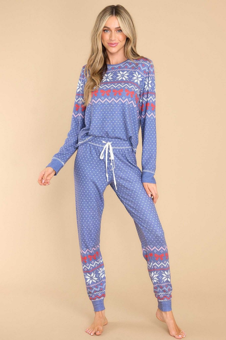 Clothing PJ Salvage Matching Sets | Cozy Vibes Pj Pants Dusty Blue