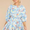 Clothing Red Dress Mini Dresses | Fields Of Happy Floral Print Dress Blue