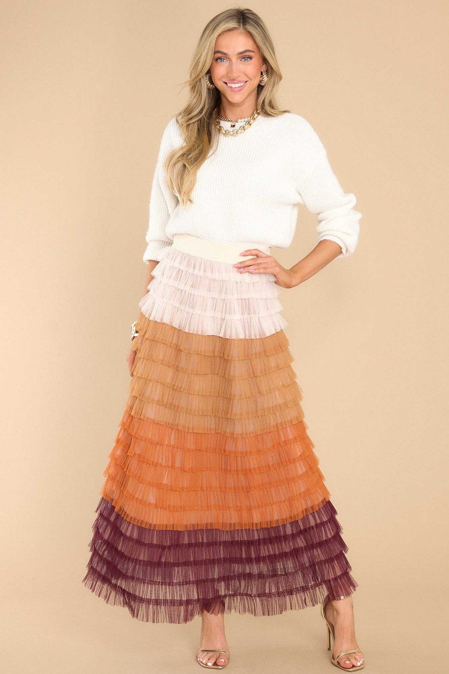 Clothing Aura Skirts | Break Down Walls Maxi Skirt Dark Rust