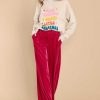 Clothing Aura Two Piece Sets | Still Bejeweled Velvet Pants Hot Pink