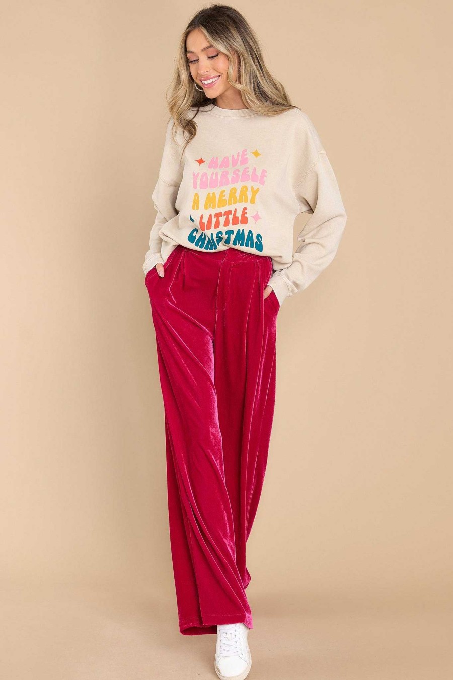 Clothing Aura Two Piece Sets | Still Bejeweled Velvet Pants Hot Pink