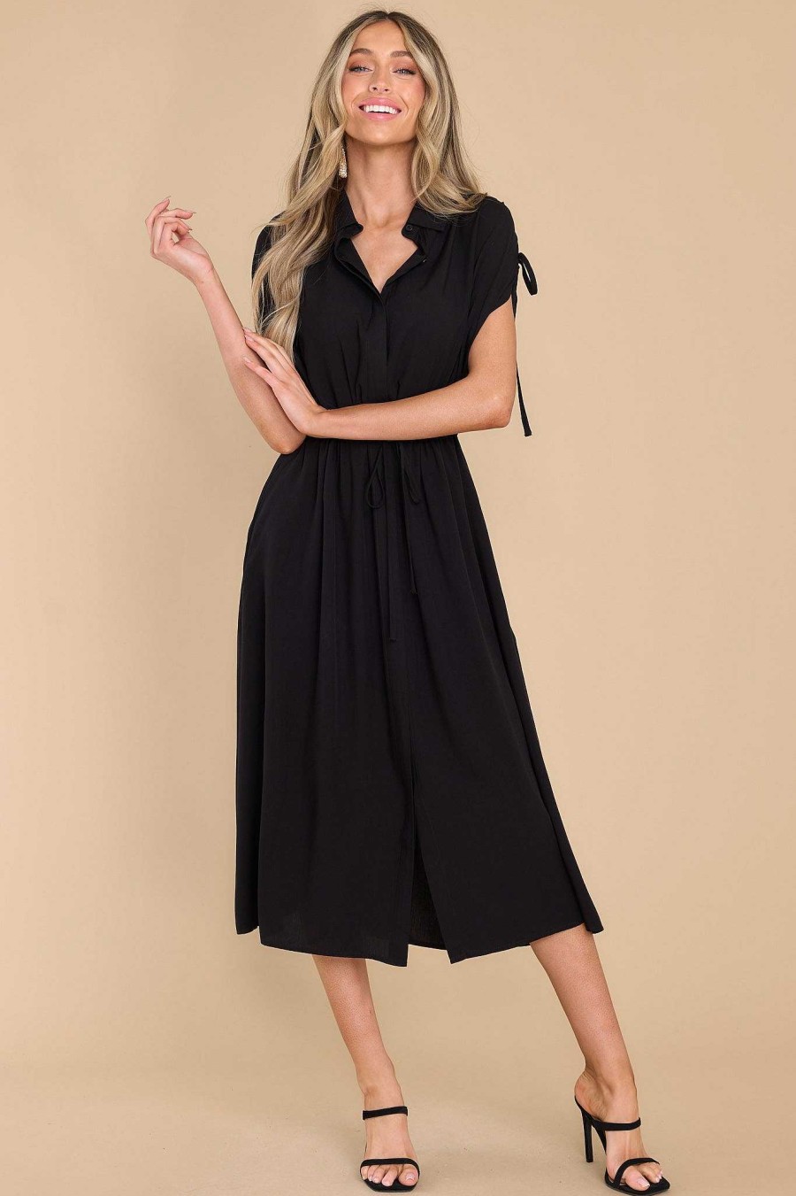 Clothing Red Dress Midi Dresses | Count On Cozy Midi Dress Black