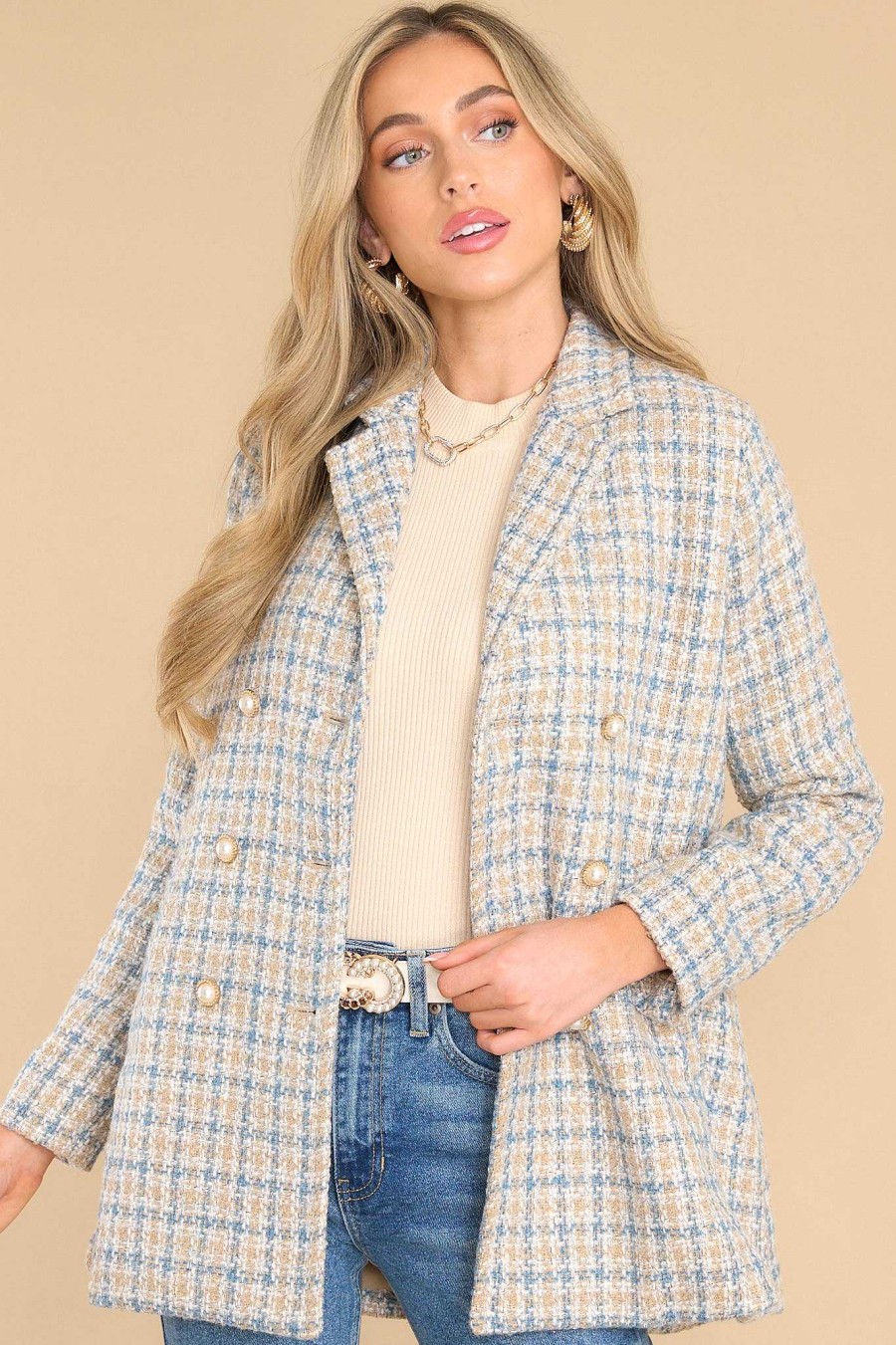 Clothing Aura Coats | Let'S Move On Tweed Coat Beige