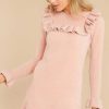 Clothing Red Dress Long Sleeve Dresses | Perfect Plan Chenille Sweater Dress Nude Pink