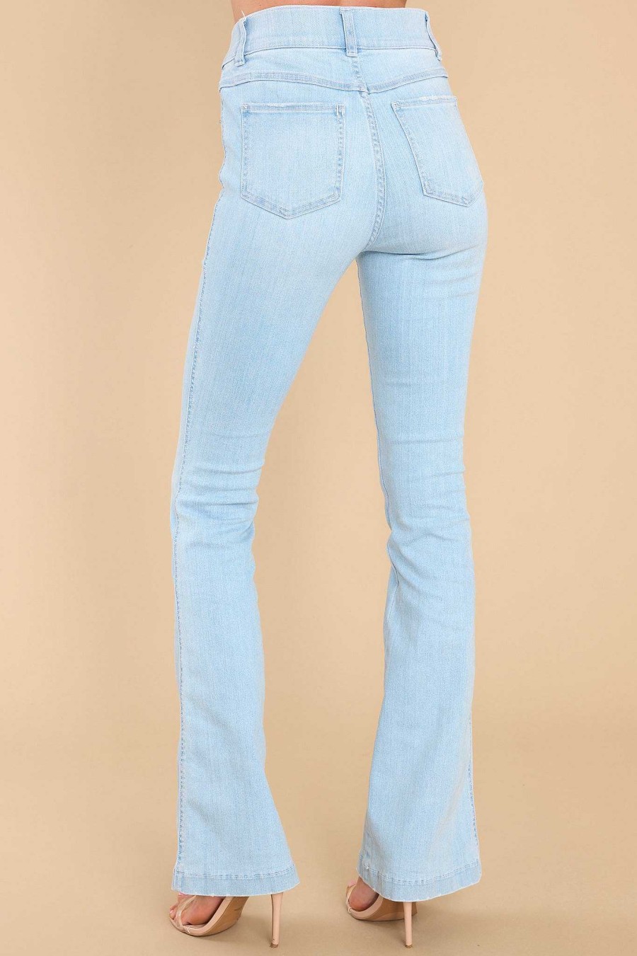 Clothing Spanx Clean Denim | Retro Pull On Stretch Flare Jeans Light Wash