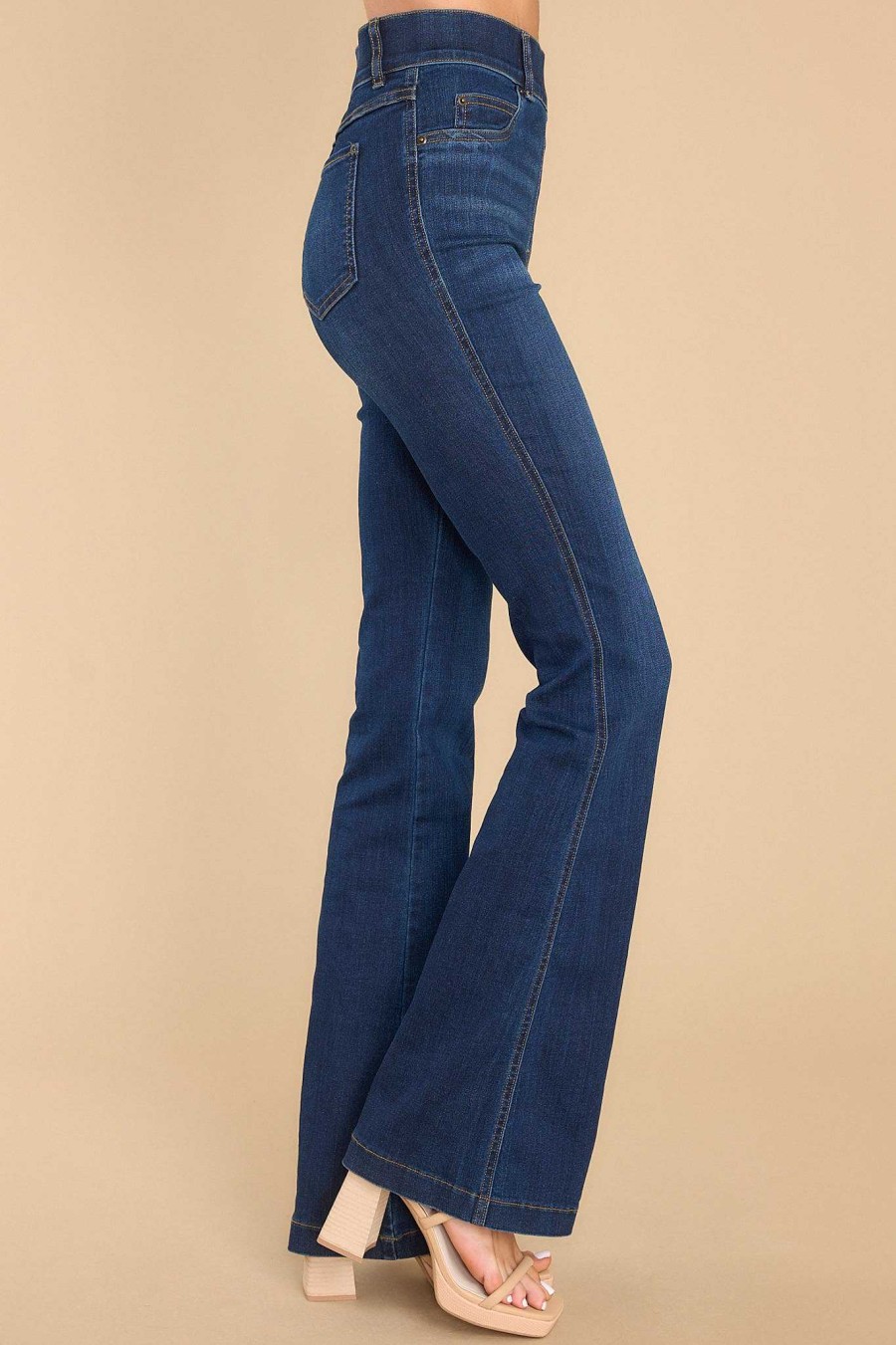 Clothing Spanx Clean Denim | Pull On Stretch Flare Jeans Midnight Shade