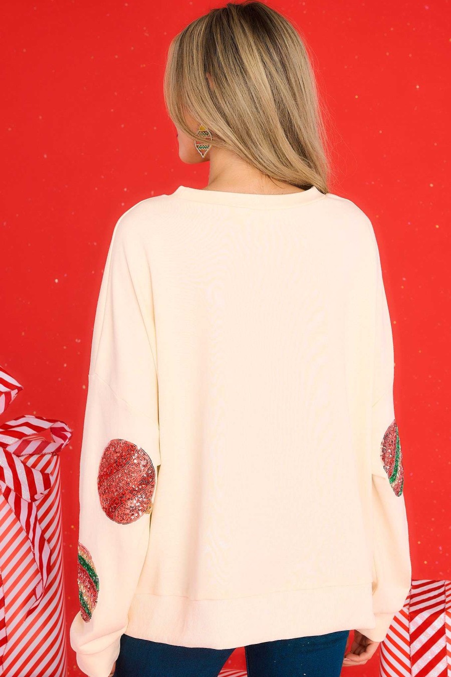 Clothing Red Dress Sweatshirts & Hoodies | Letters To Santa Sweatshirt Ivory