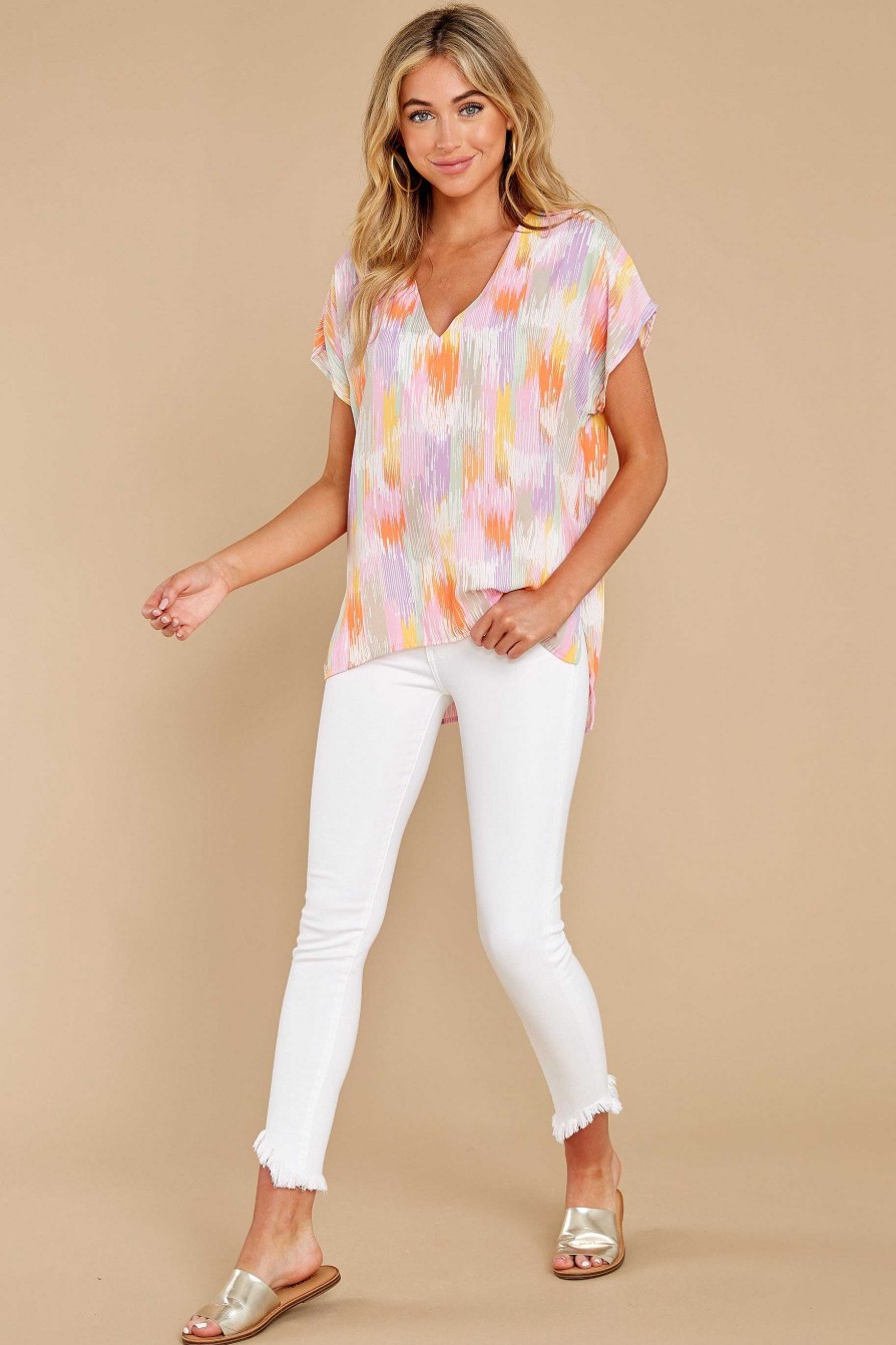 Clothing Red Dress Blouses & Shirts | A Little Mischief Multi Print Top Lavender