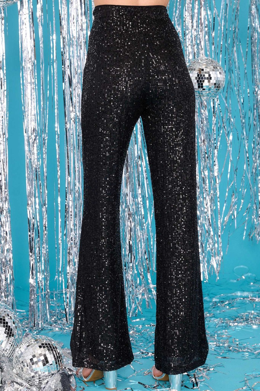 Clothing Red Dress Two Piece Sets | Impressively Iconic Sequin Pants Black