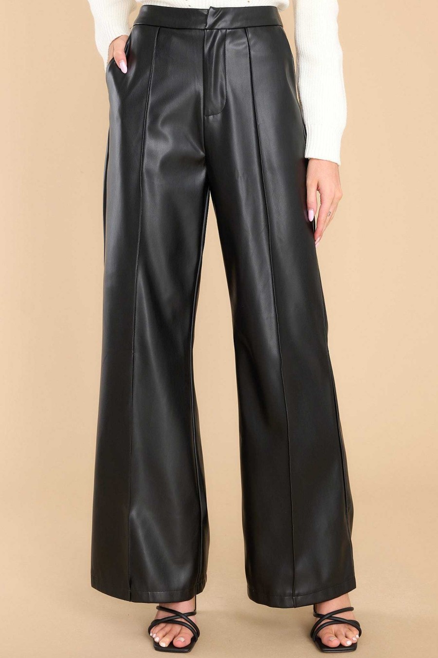 Clothing Red Dress Pants | Back And Better Faux Leather Pants Black