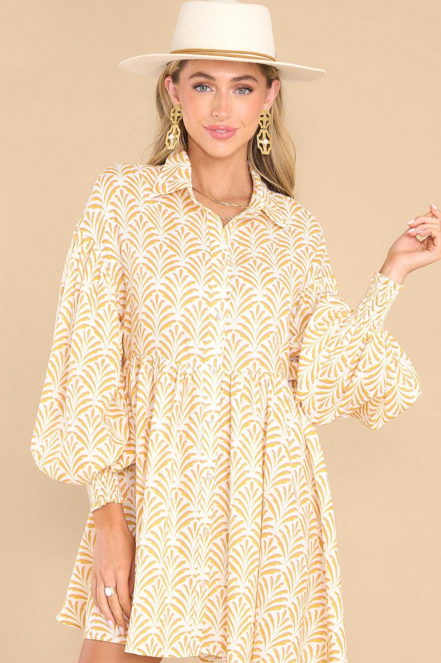 Clothing Aura Mini Dresses | This Is Your Sign Print Dress Sunflower Yellow