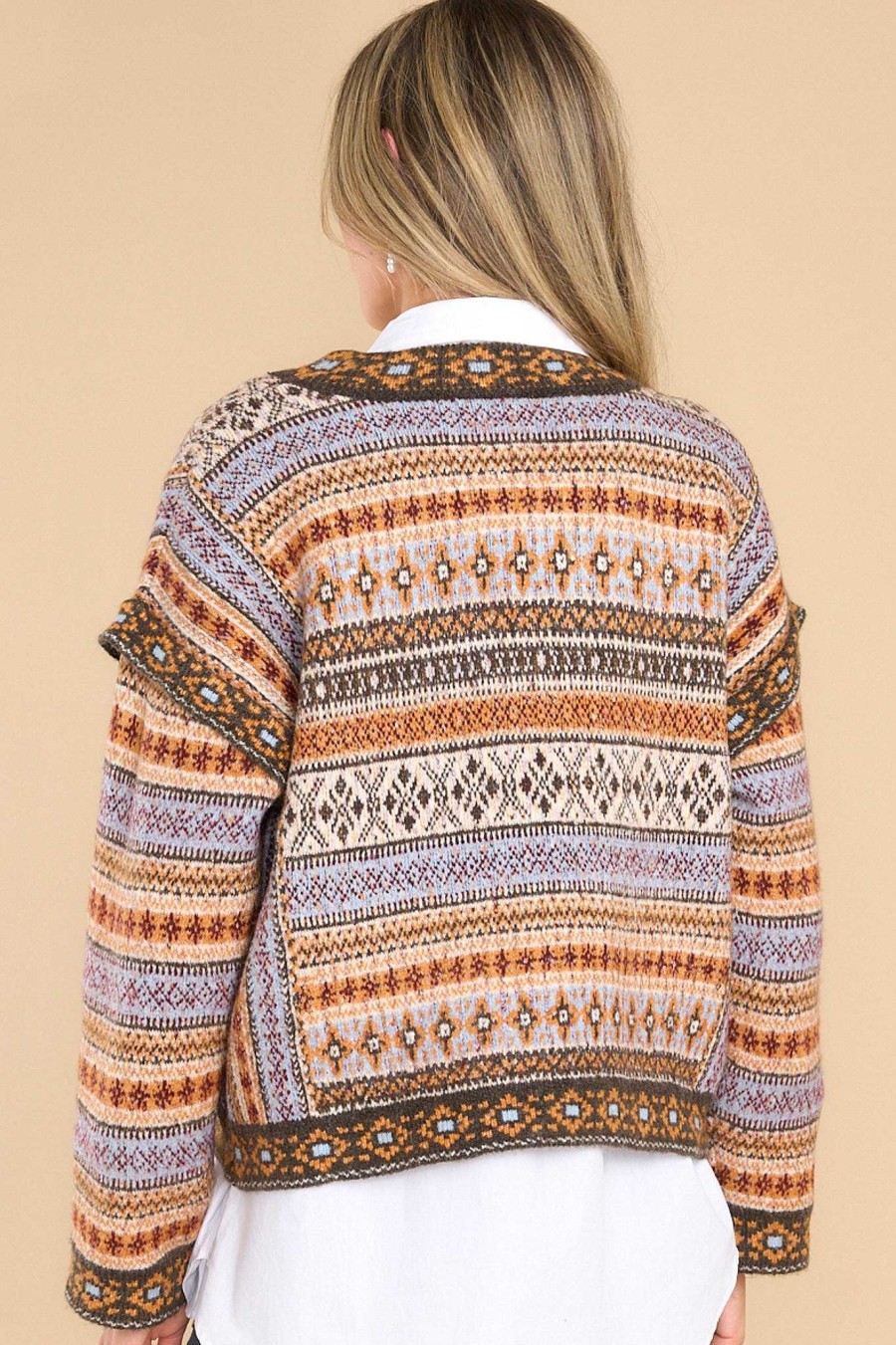 Clothing Red Dress Casual Tops | Wild Ride Multi Sweater Light Brown