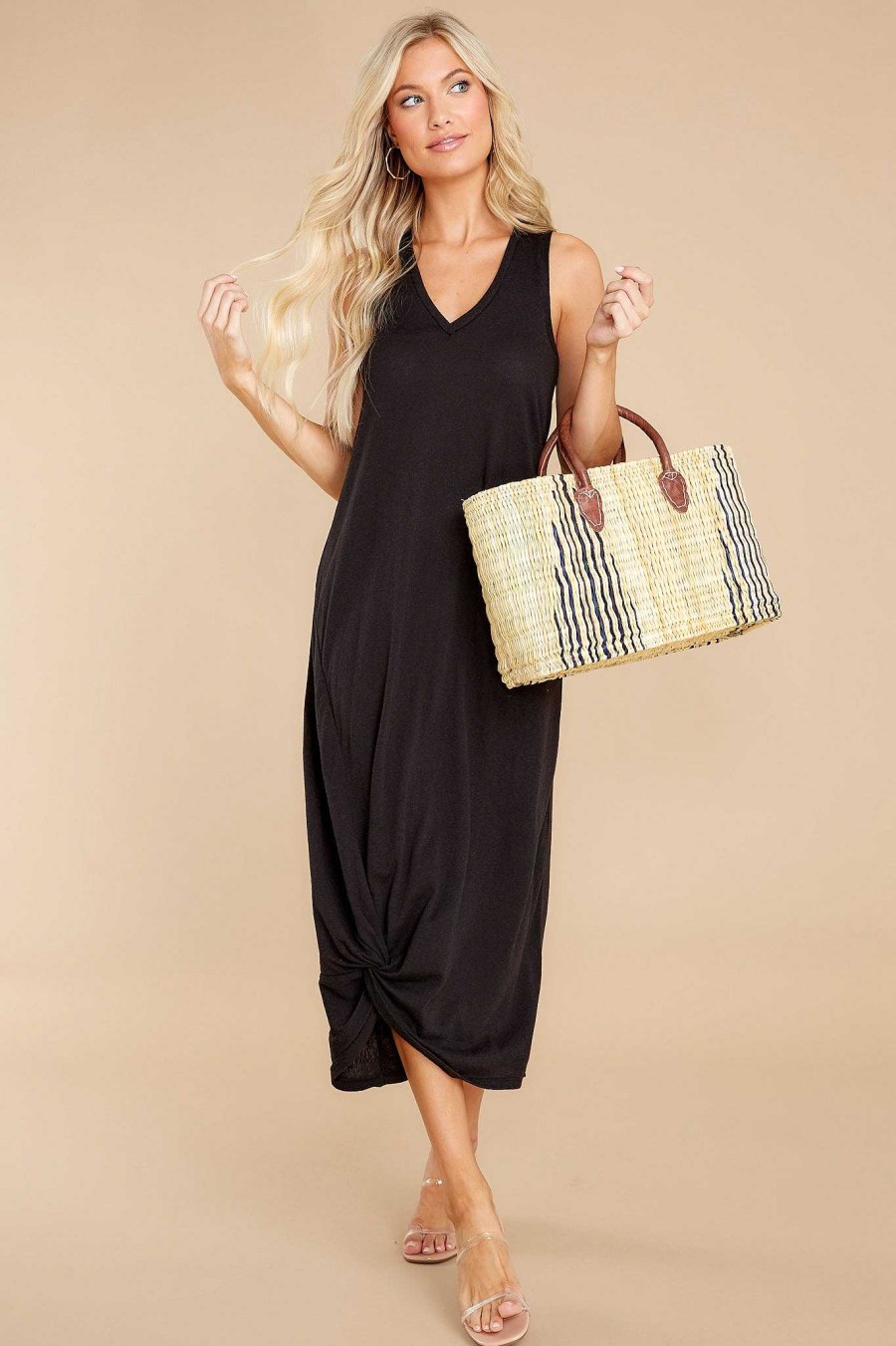 Clothing Z Supply Midi Dresses | Reverie Knot Triblend Dress Black