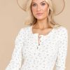 Clothing Red Dress Bodysuits | Won'T Be Changed Floral Print Bodysuit White