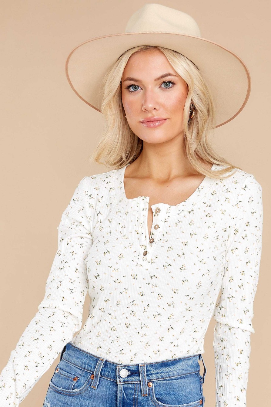 Clothing Red Dress Bodysuits | Won'T Be Changed Floral Print Bodysuit White