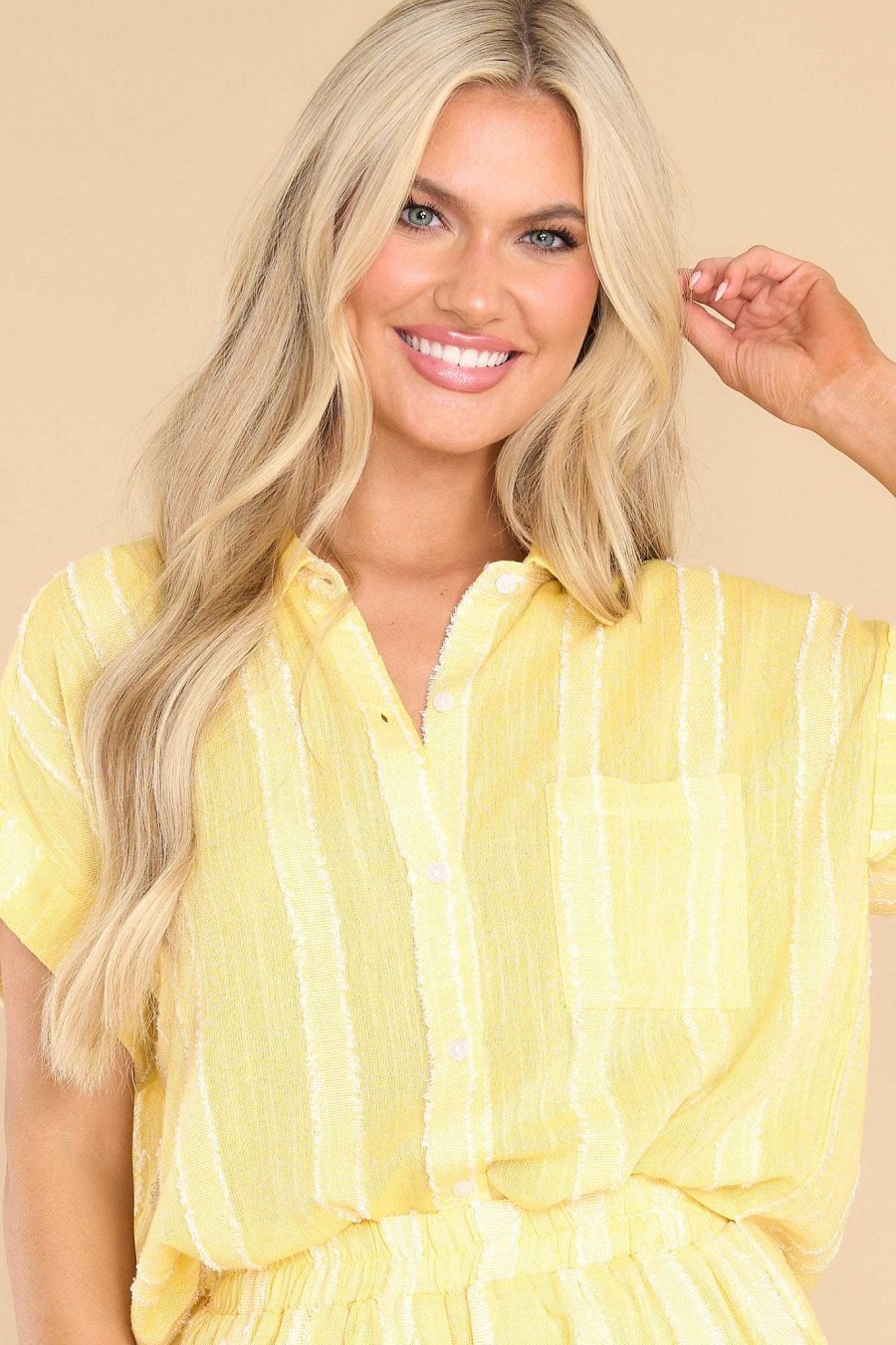 Clothing Red Dress Casual Tops | Today'S The Day Stripe Top Yellow