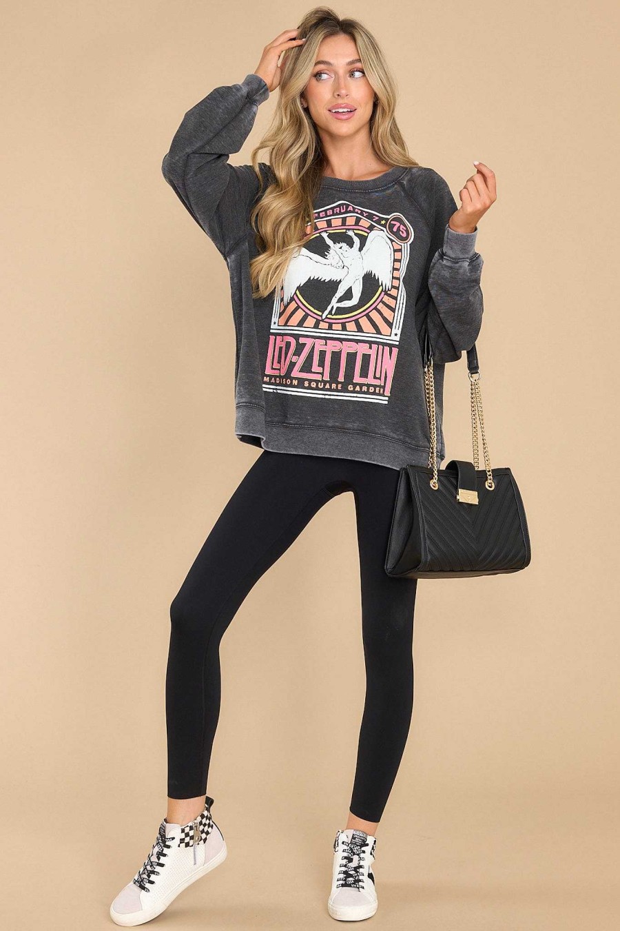 Clothing Recycled Karma Casual Tops | Led Zeppelin 1975 Sweatshirt Black