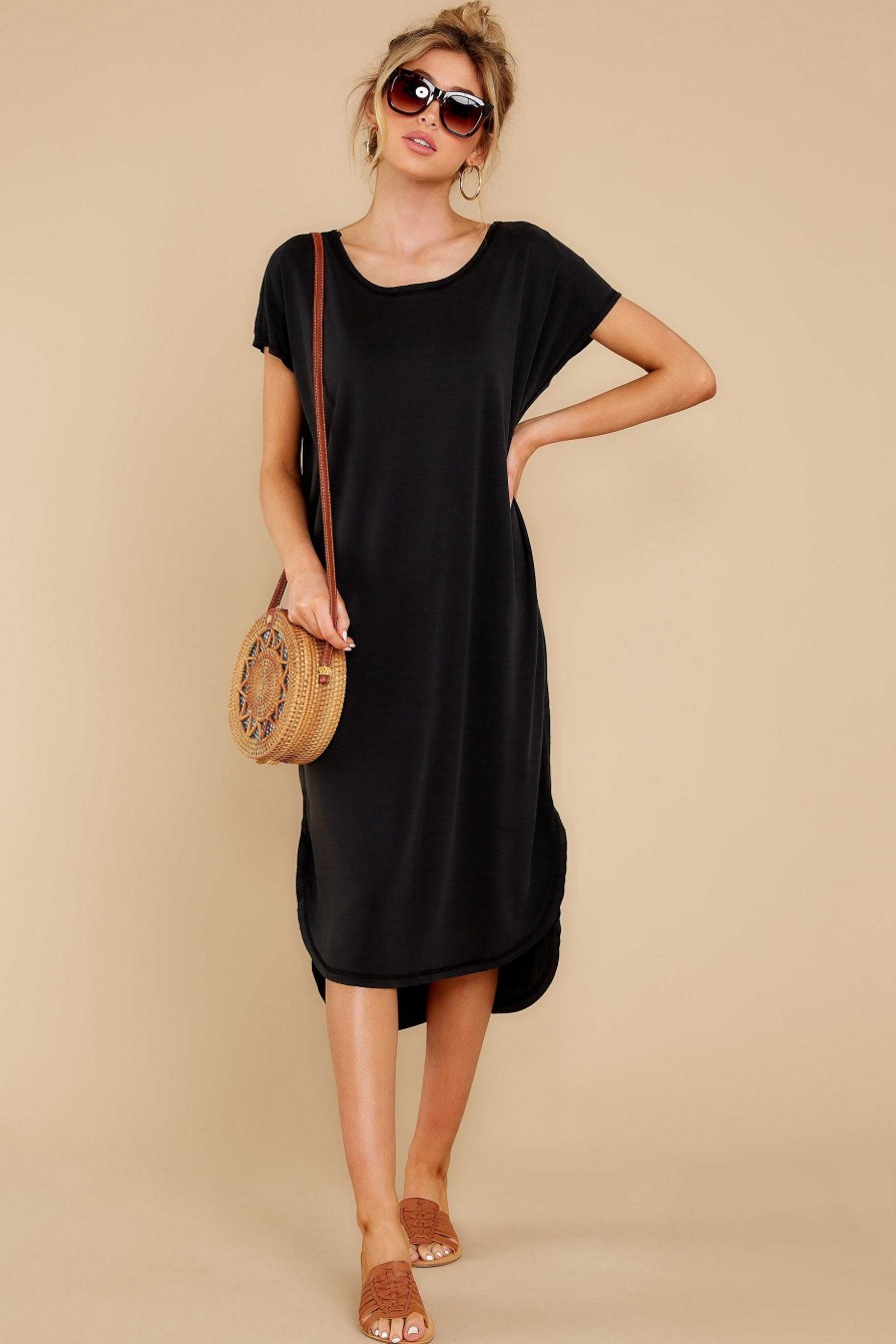 Clothing Red Dress Midi Dresses | Look For Comfort Dress Black