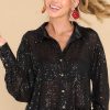 Clothing Red Dress Blouses & Shirts | Ready To Shimmer Top Black