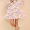 Clothing Red Dress Mini Dresses | Close To The Sun Print Dress Lavender