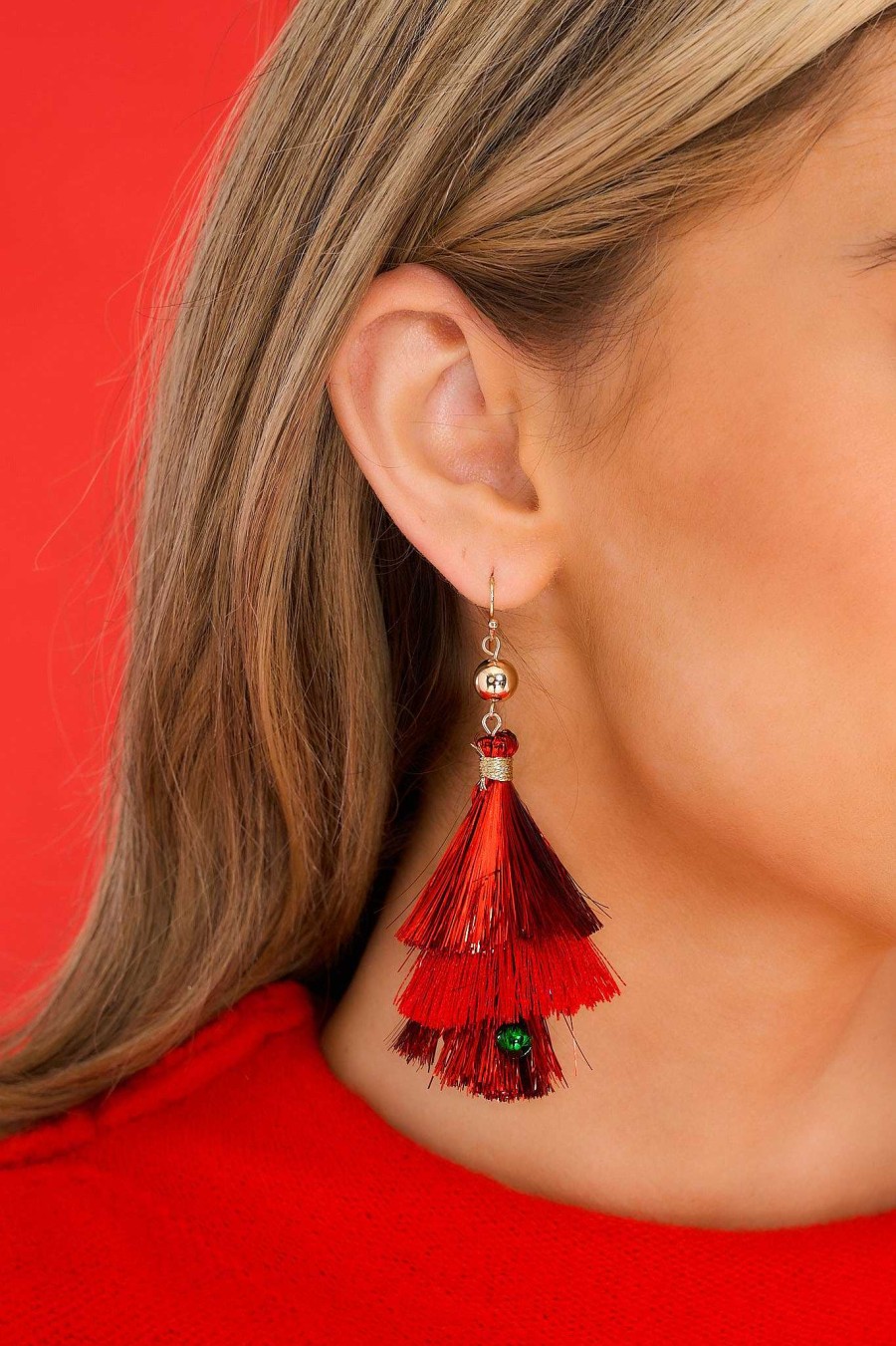 Jewelry Red Dress | Tinsel Wonderland Earrings Red