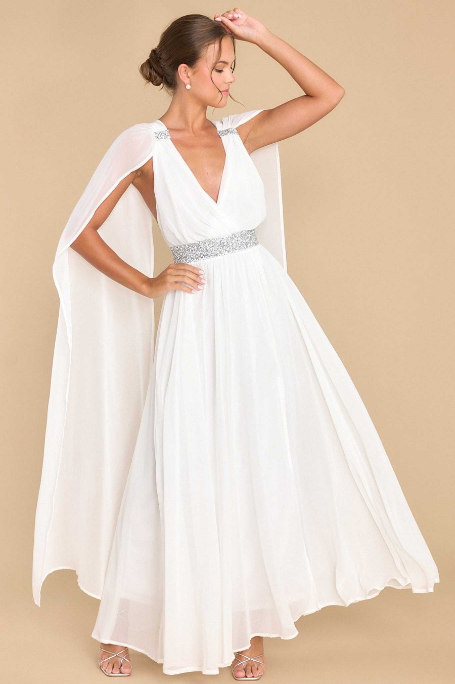 Clothing Aura Maxi Dresses | Everyone'S Desire Maxi Dress White