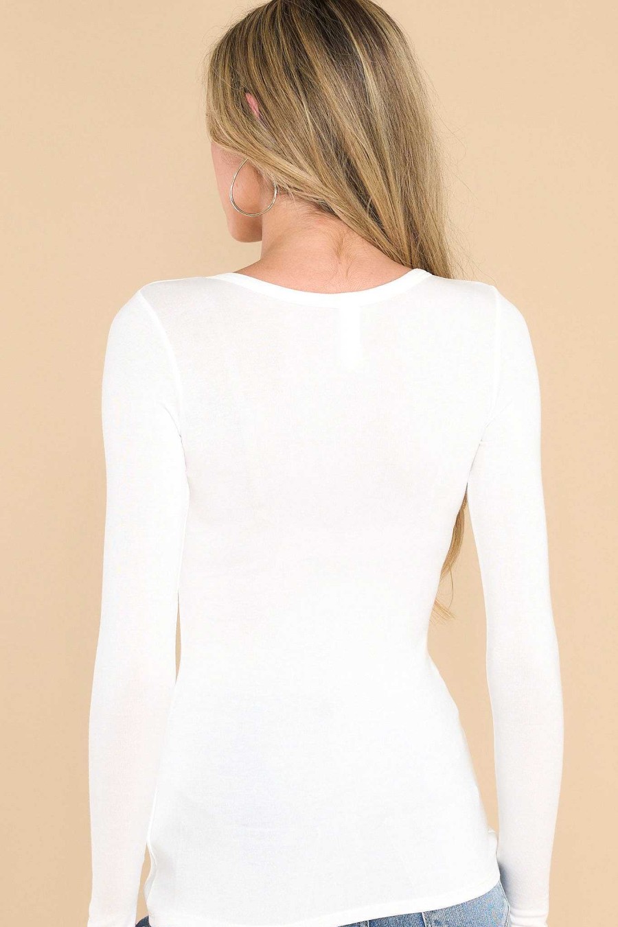 Clothing Spanx Casual Tops | Better Base Long Sleeve Crew Powder