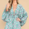 Clothing Meet Me In Santorini Mini Dresses | Satin Long Sleeve Mini Dress Emerald