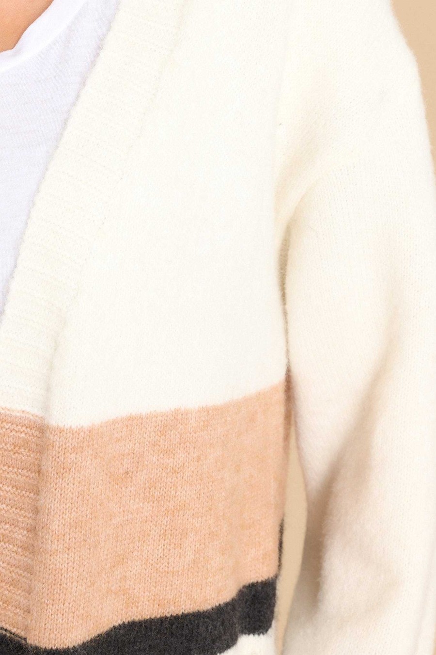 Clothing Red Dress Sweaters | Peace Offering Multi Striped Cardigan Ivory