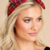 Accessories Red Dress Hair Accessories | Joyful Nights Plaid Headband Red