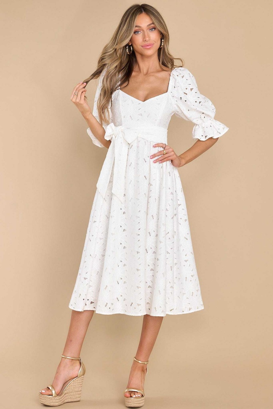 Clothing Aura Casual Dresses | A First Impression Midi Dress Ivory