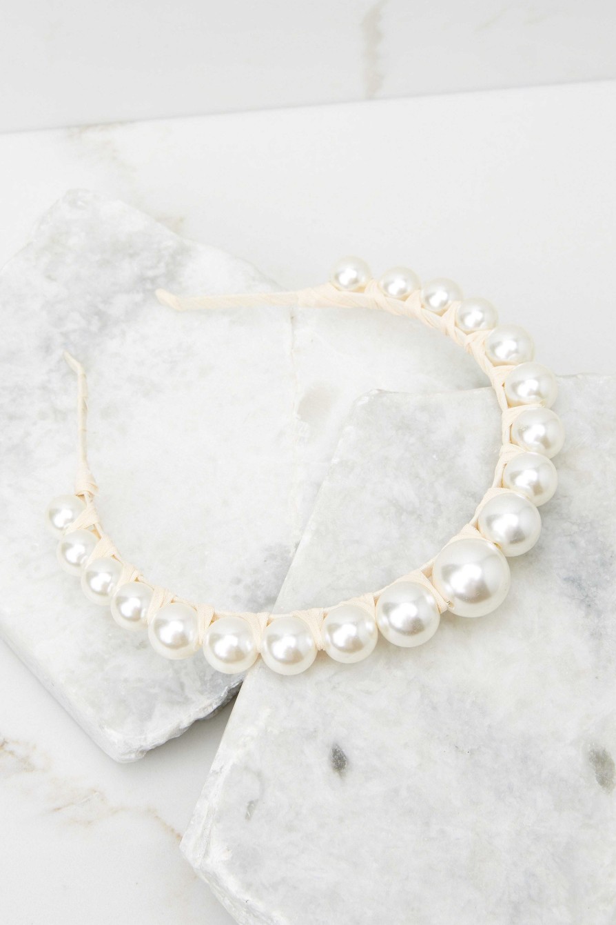 Accessories Red Dress Hair Accessories | Spells Of Time Pearl Headband White